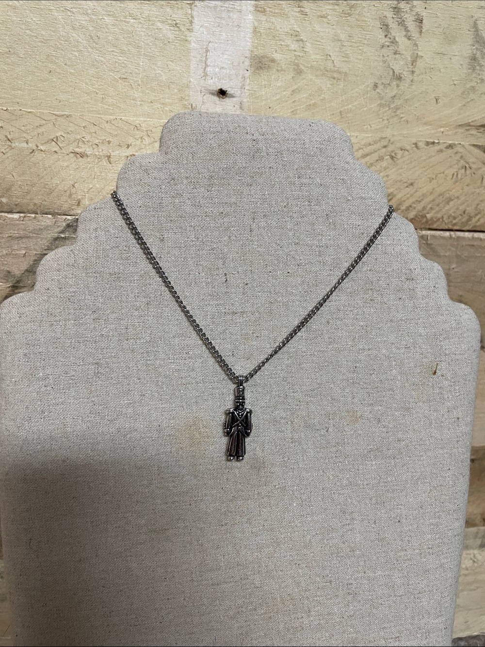 American Western Antique Jewelry / 1981 AVON Silver Toy Soldier Short Choker